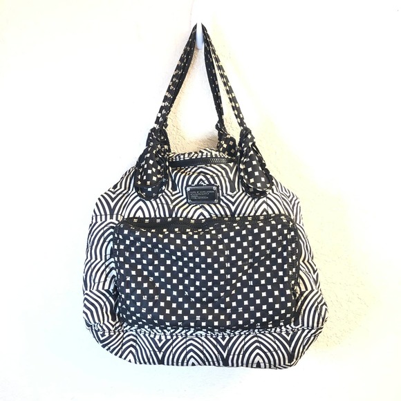MARC by Marc Jacobs Pretty Nylon Large Weekender Bag Bold Black White Print